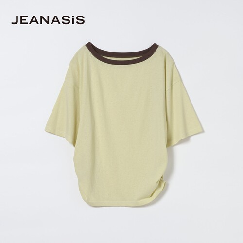 JEANASIS T恤女2026夏季新款撞色圆领侧边抽绳短袖上衣1051164