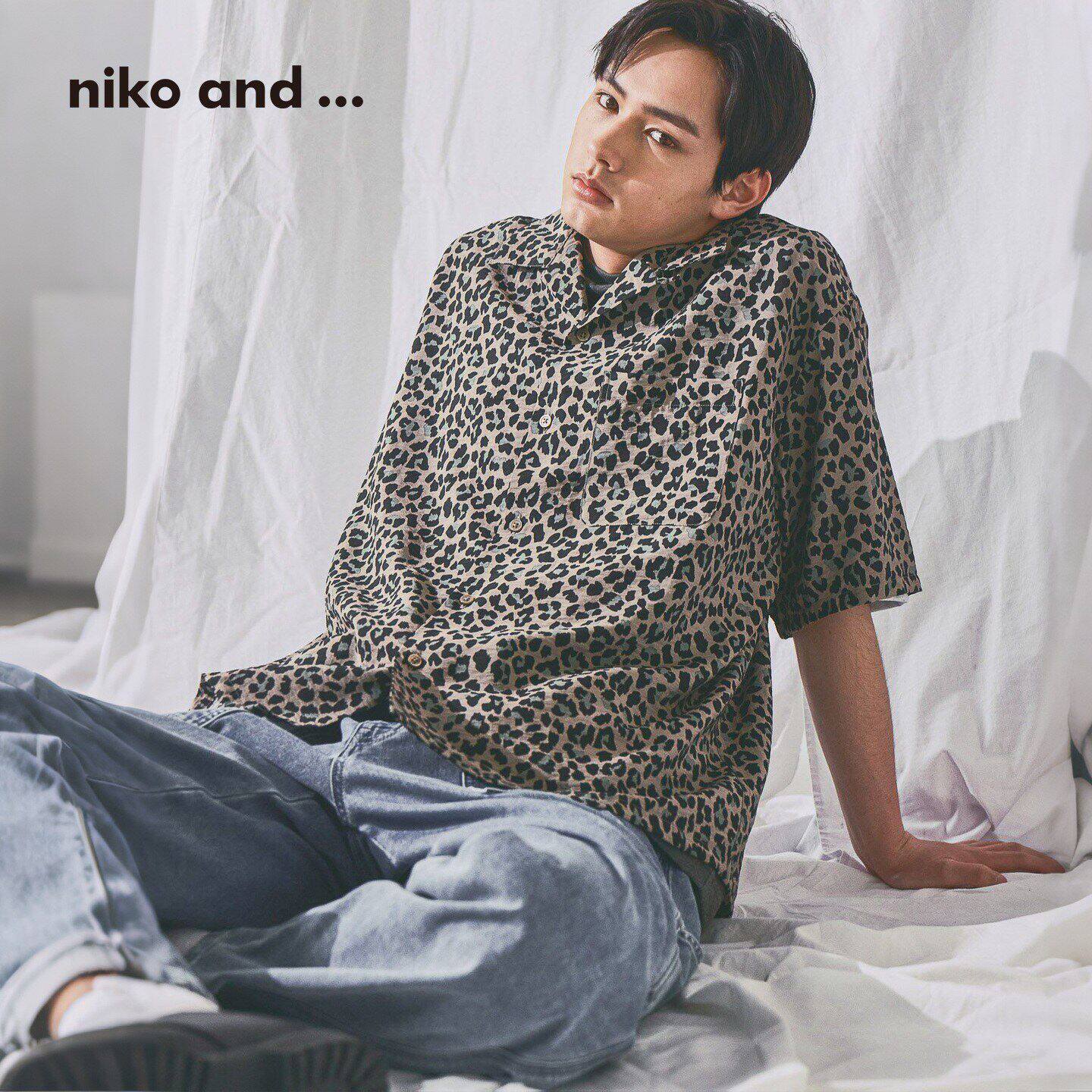 niko and ...衬衫男2026夏季新款复古花纹休闲短袖上