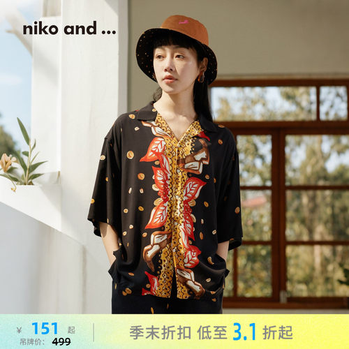 nikoand...艺术风格短袖花衬衫