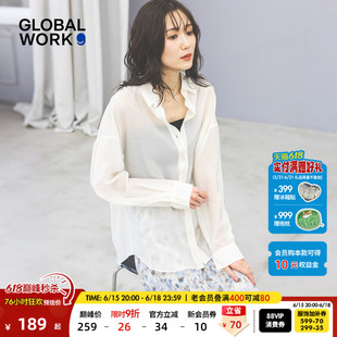 GLOBAL WORK 衬衫女26夏季新款含莱赛尔半透明薄款长袖上衣636668