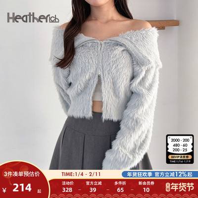 Heatherich毛针织衫女2026春季新款时尚大翻领毛绒毛衣283924