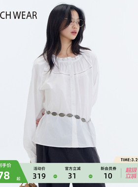 BUCH WEAR衬衫女2026春季新款少女花边领蕾丝长袖上衣597469