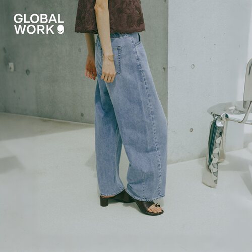 GLOBAL WORK 牛仔裤女2026夏季新款水洗宽松弯刀裤627009