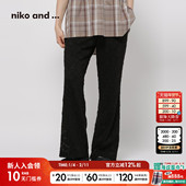 休闲镂空蕾丝微喇裤 niko 582241 女2026春季 新款 and ...休闲裤