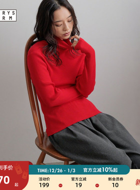 LOWRYS FARM毛衣女2025冬季新款红色内搭半高领打底针织衫451467