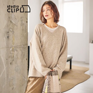 studio CLIP 毛衣女2025冬季新宽松慵懒V领针织衫601076