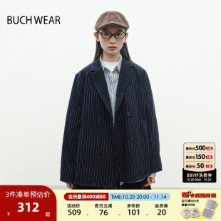 气质流行拼接条纹西装 女2025年春秋新款 外套323988 WEAR西装 BUCH
