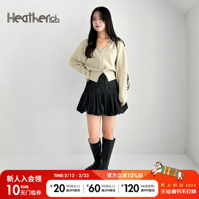 Heatherich毛针织衫女2026春季新款时尚系扣纯色毛衣320039