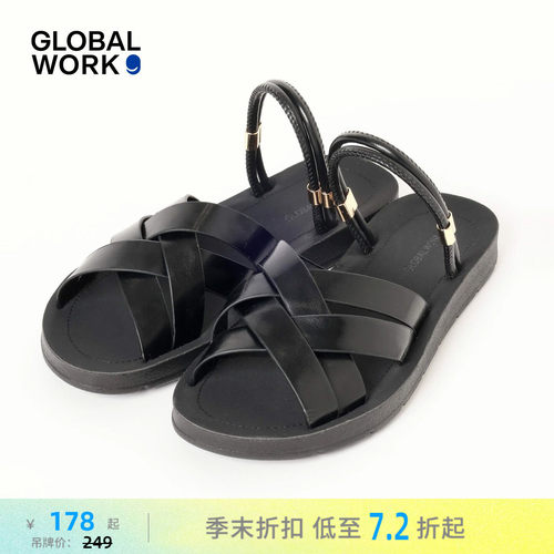 GLOBAL WORK 凉鞋女2026新款日系温柔交叉带通勤出游鞋子671855