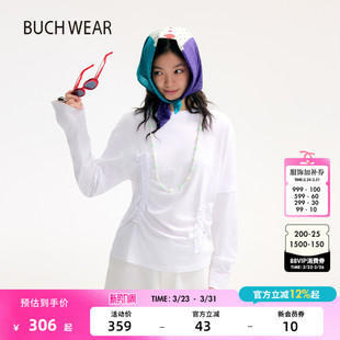 新款 T恤女2025夏季 棉质休闲拼接抽褶假两件T恤574835 WEAR BUCH