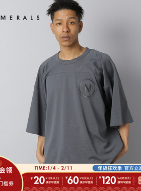 NUMERALS T恤男2025夏季新款休闲日系宽松字母圆领上衣322199