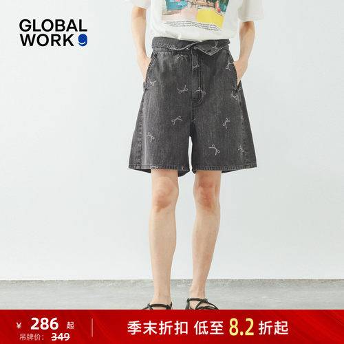GLOBAL WORK 牛仔裤女2026夏季新款日系少女风高腰五分裤637359