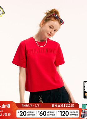 SEE YOU at PIZZA T恤女2025夏季新款日系休闲短袖上衣499059