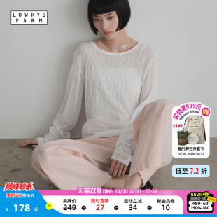 LOWRYS FARM雪纺衫女2026秋季新款微透宽松圆领长袖上衣1052797