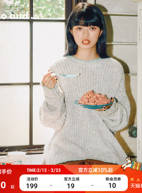 niko and ...毛衣女2025冬季新款撞色粗针编织小众针织衫590575