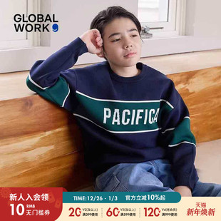 时尚 GLOBAL 新款 冬季 简约休闲宽松毛衣115823 WORK儿童针织衫
