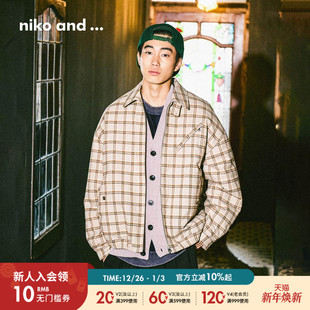新款 ...棉服男2025冬季 廓形格纹夹克夹棉厚外套592103 and niko