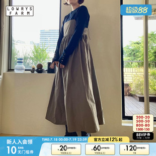 LOWRYS 簡約休閑高腰A字吊帶裙968690 FARM連衣裙女2025春夏時尚