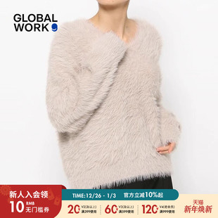 时尚 GLOBAL 女2025年冬季 毛针织衫 绒毛气质宽松毛衣147074 WORK