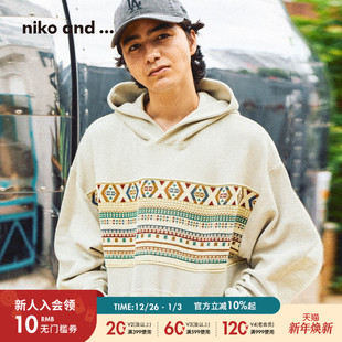 新款 ...卫衣男2025冬季 棉质复古印花连帽卫衣598647 and niko