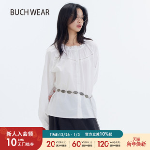 少女花边领蕾丝长袖 BUCH 新款 女2025秋季 上衣597469 WEAR衬衫