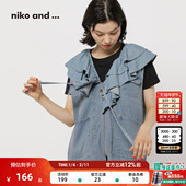 niko 棉质可拆卸领牛仔背心496340 新款 and ...马甲女2026春季