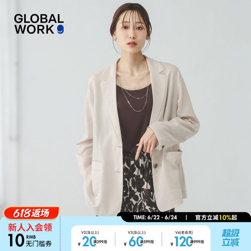 GLOBAL WORK 外套女2026夏季新款职场休闲格纹西装外套636255