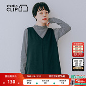 CLIP T恤女2026春季 新款 studio 简约条纹花边领长袖 上衣582265