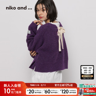 niko and ...WILLIAM系列2025冬季新款甜美系带针织毛衣600947