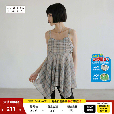 LOWRYS FARM吊带女2026夏季新款格纹不规则下摆吊带上衣647619