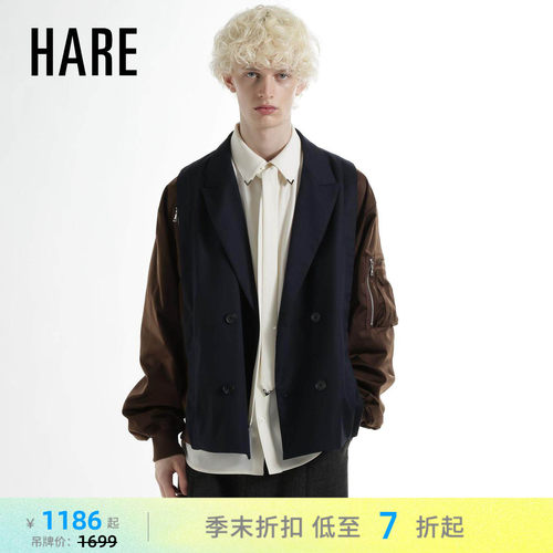 HARE夹克男2026春季新款帅气有型撞色拼接袖外套645139