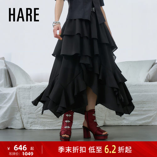 HARE半身裙女2026夏季新款不规则半裙带衬裤层次感裙子658177
