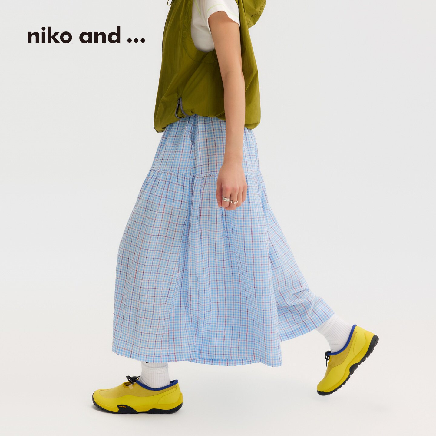 niko and ...休闲裤女[十五]2026夏季新款格子七分阔腿裤796793