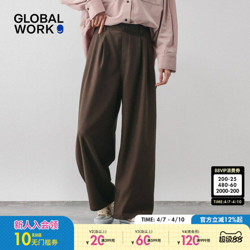 GLOBAL WORK 休闲裤女2026春季新款通勤松弛垂感阔腿裤636475