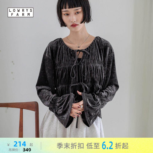 LOWRYS FARM衬衫女2026春季新款法式时尚系带长袖上衣580212