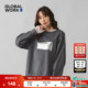 WORK 卫衣女2025冬季 新款 GLOBAL 套头圆领印花休闲长袖 上衣580953