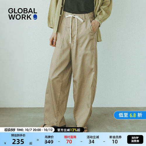 GLOBAL WORK 休闲裤女2026秋季新款日系慵懒抽绳工装裤子666403