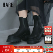 HARE靴子女2025新款 日系时尚 休闲厚底高跟烟筒靴152411