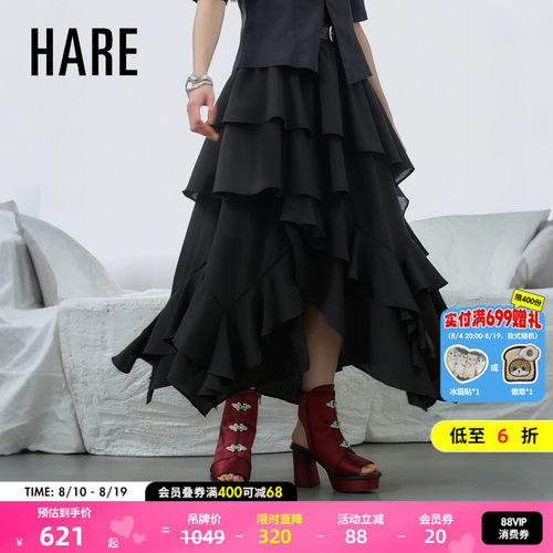 HARE半身裙女2026夏季新款不规则半裙带衬裤层次感裙子658177