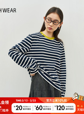 【博主同款】BUCH WEAR T恤女2025春季时尚条纹长袖上衣249845