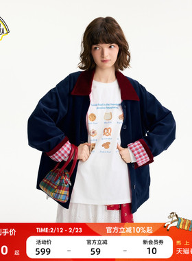 SEE YOU at PIZZA外套女2026春季新款甜美两穿巴恩风夹克衫602810