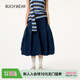 纯色简约口袋抽褶半裙494371 新款 BUCH WEAR半身裙女2025年夏季