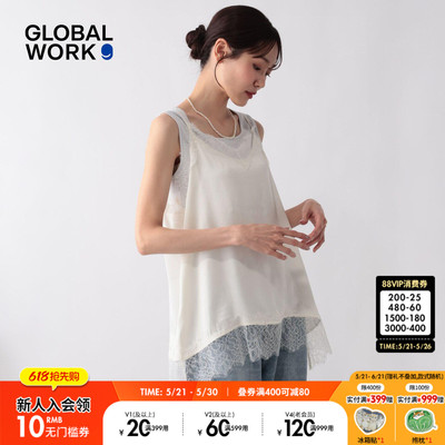 GLOBAL WORK 吊带女2026夏季新款蕾丝气质无袖吊带衬衣671843
