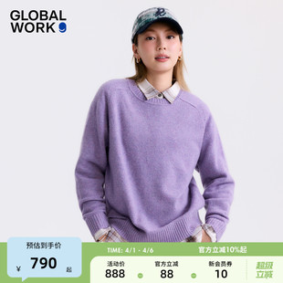 女25冬季 GLOBAL WORK 羊绒衫 康赛妮山羊绒圆领毛衣633013 新款