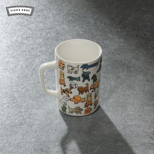 FISHS EDDY卡通手绘小狗满印日系炻瓷马克杯269418