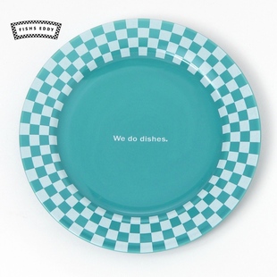简约家用复古格纹圆形盘子994008 日式 FISHS EDDY餐用托盘新款