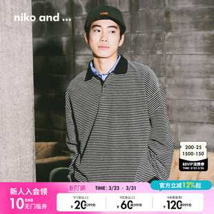 and POLO衫 ...卫衣男2026春季 休闲条纹松弛感长袖 636898 新款 niko