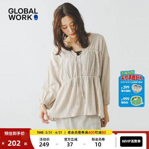 GLOBAL WORK 衬衫女2026夏季新款温柔少女风系带上衣655858