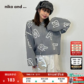 and ...毛衣女2025冬季 新款 niko 宽松休闲字母套头针织衫 611441