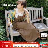 and ...连衣裙女夏季 新款 niko 亚麻时尚 纯色宽松日系长裙992524